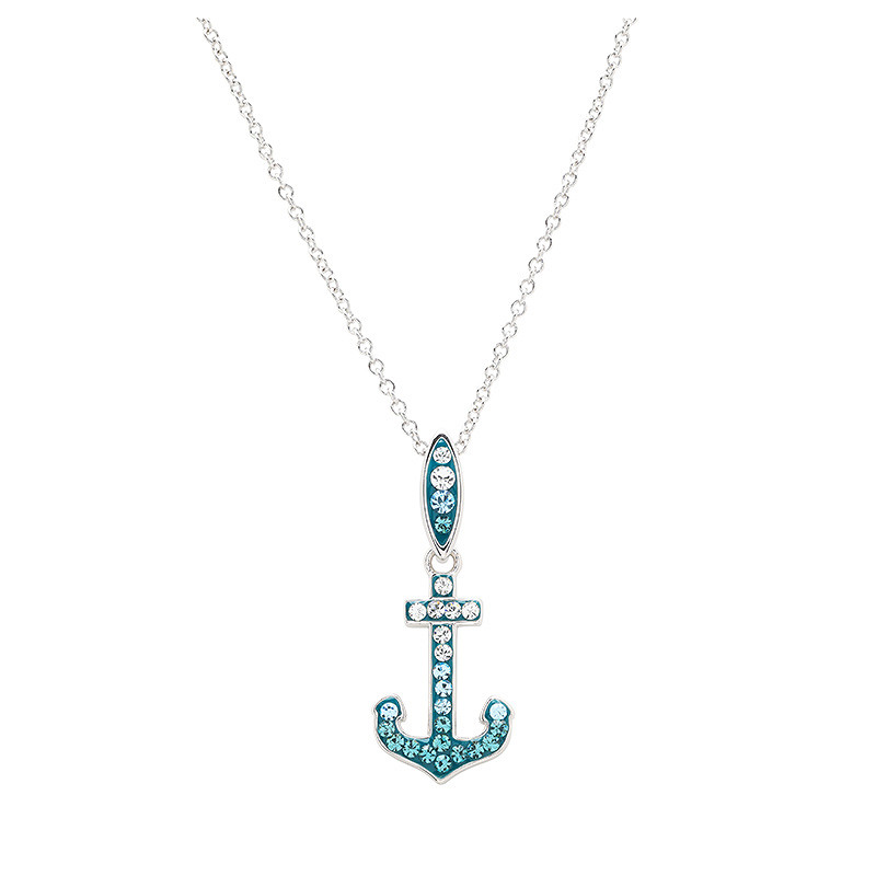 Sterling Silver Crystal Anchor Necklace