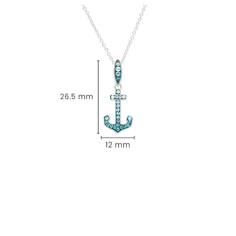 Sterling Silver Crystal Anchor Necklace