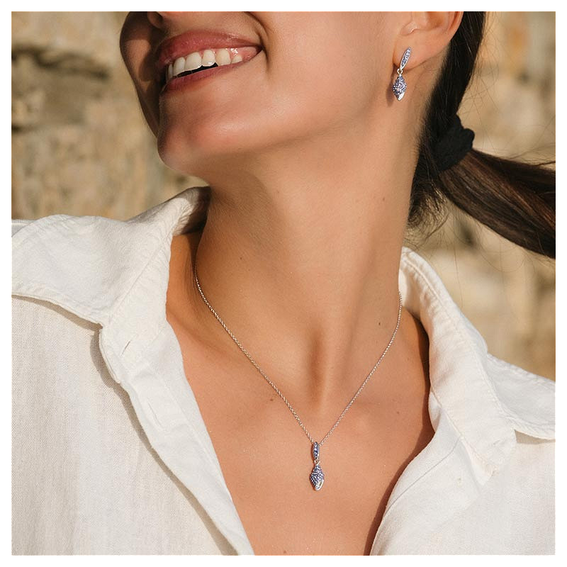 Sterling Silver Crystal Shell Necklace