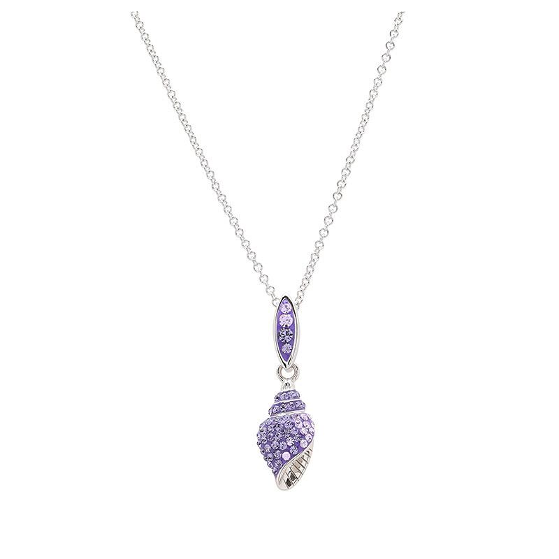 Sterling Silver Crystal Shell Necklace