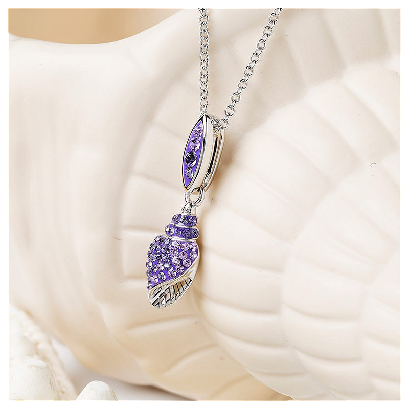 Sterling Silver Crystal Shell Necklace