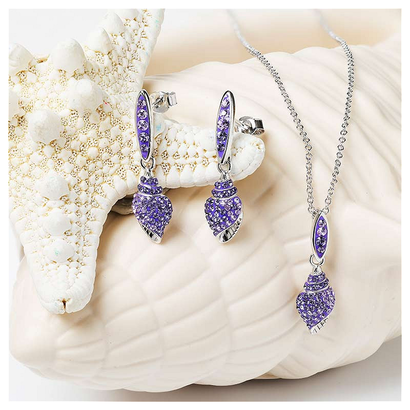 Sterling Silver Crystal Shell Necklace