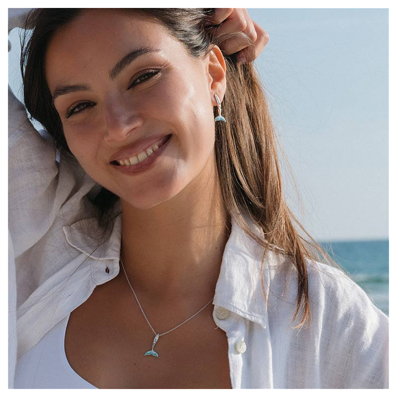 Sterling Silver Crystal Whale Tail Necklace