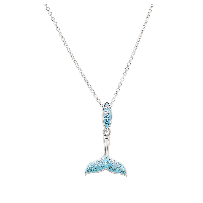 Sterling Silver Crystal Whale Tail Necklace