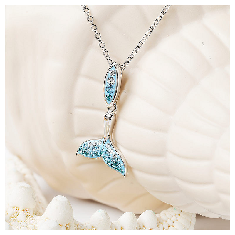 Sterling Silver Crystal Whale Tail Necklace