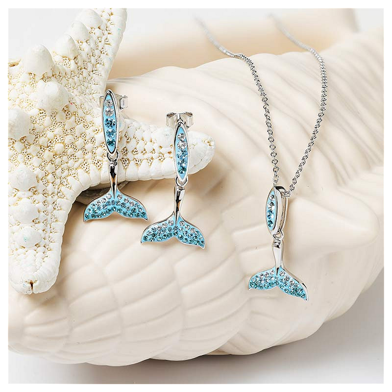 Sterling Silver Crystal Whale Tail Necklace