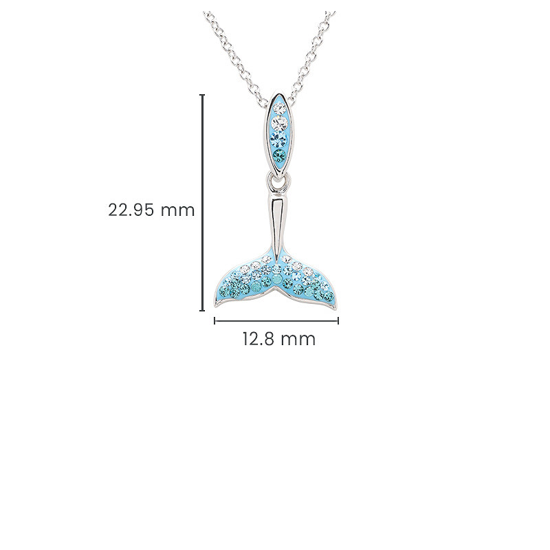 Sterling Silver Crystal Whale Tail Necklace