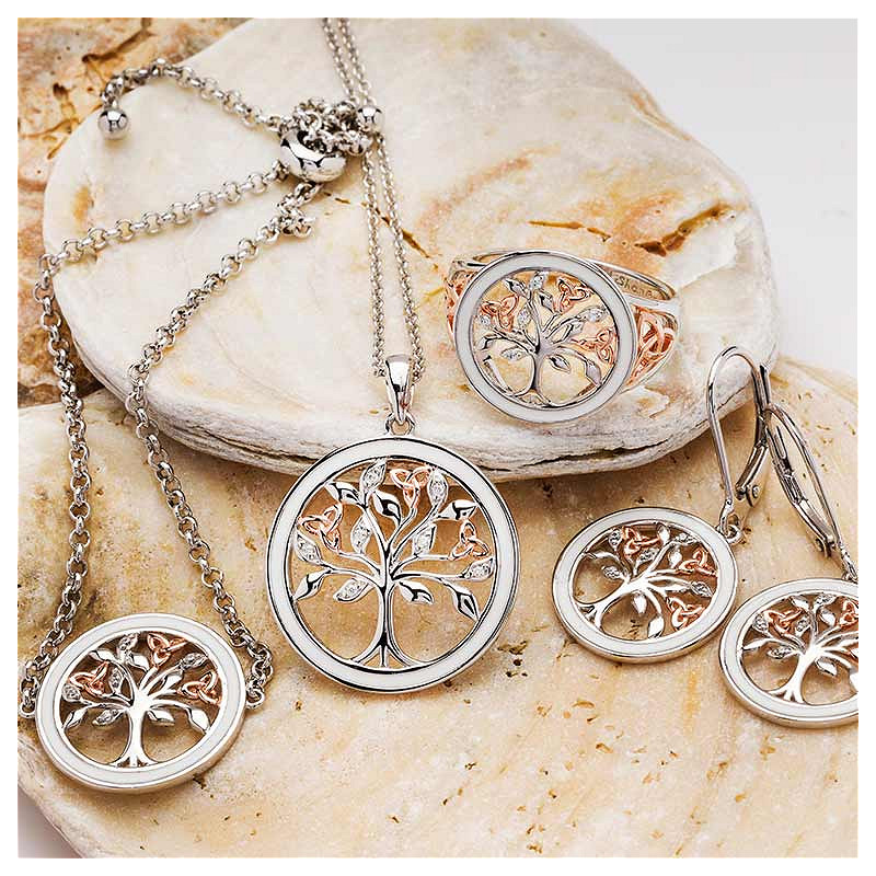 Sterling Silver white enamel Tree of Life Bracelet