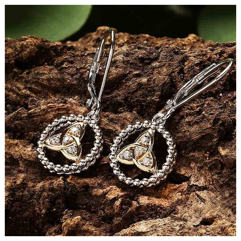 Sterling Silver Cz Trinity Drop Earrings 1m