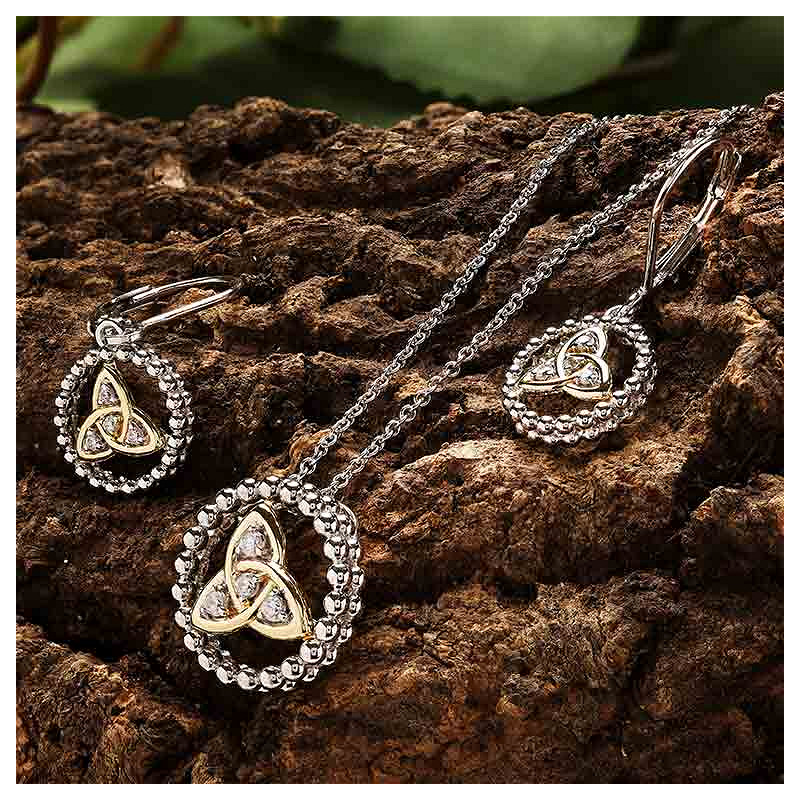 Sterling Silver Cz Trinity Drop Earrings 1m