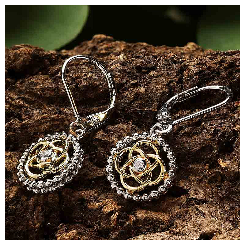 Sterling Silver Cz Celtic Drop Earrings 1m