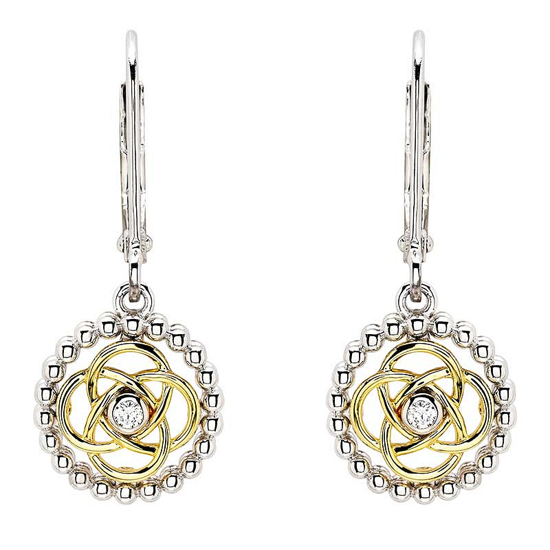 Sterling Silver Cz Celtic Drop Earrings 1m