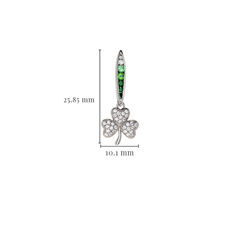 Sterling Silver Green/white CZ Shamrock Earrings