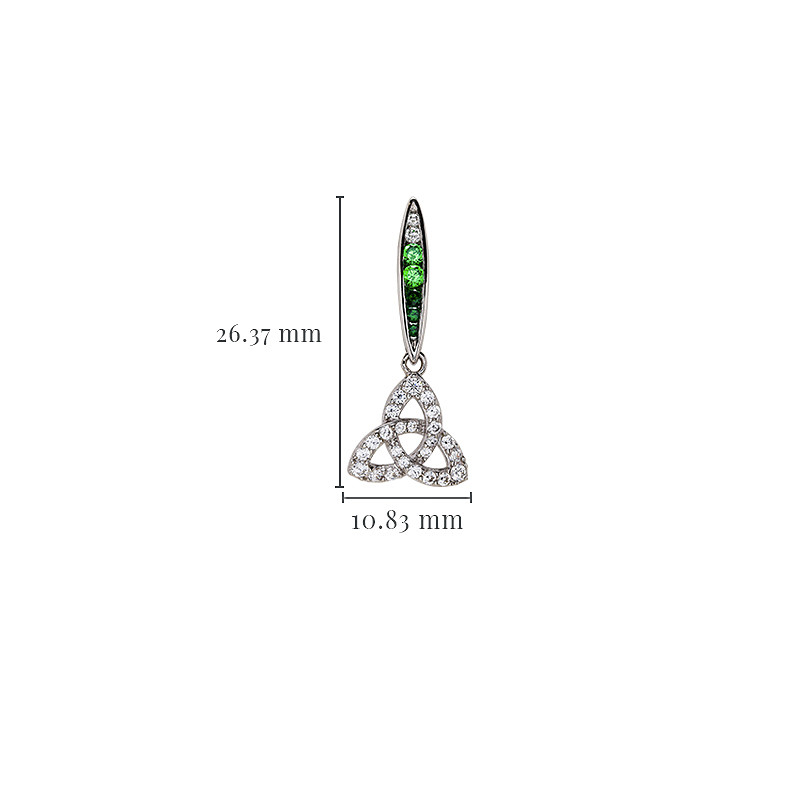 Sterling Silver Green/white CZ Trinity Earrings