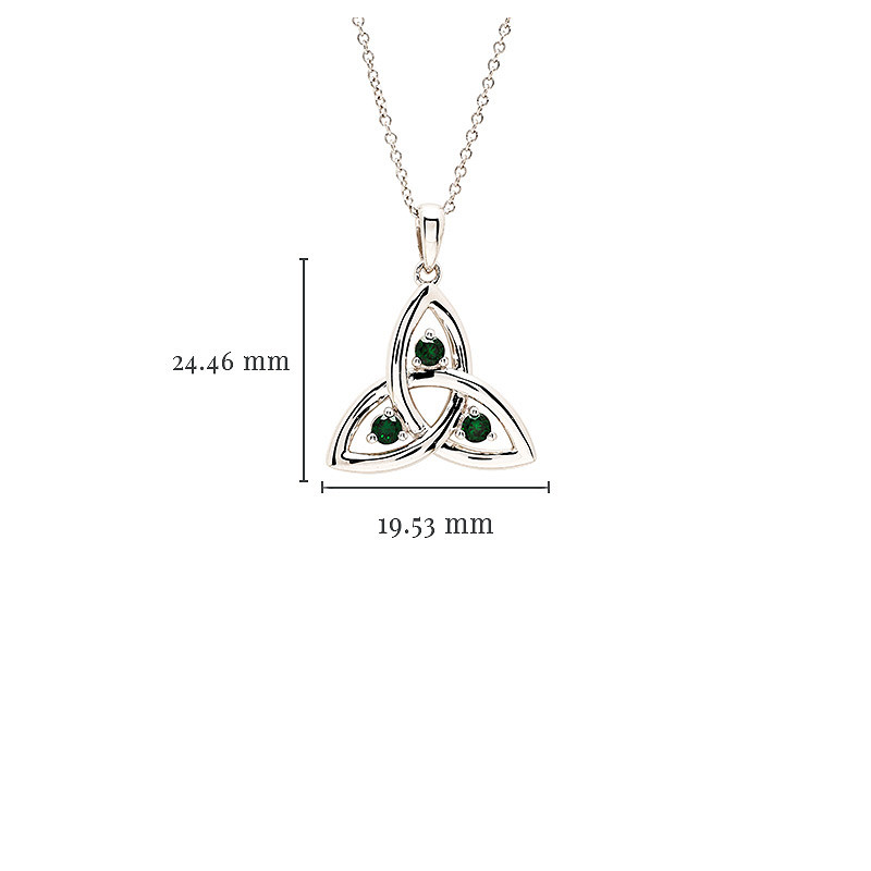 Sterling Silver Cz Emerald Trinity Necklace