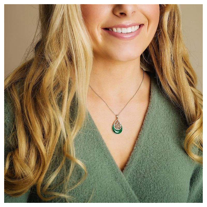 Sterling Silver Trinity with Malachite/CZ Pendant