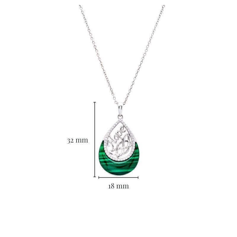 Sterling Silver Trinity with Malachite/CZ Pendant