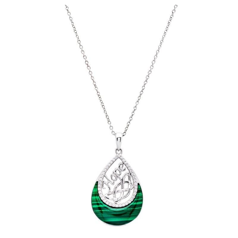 Sterling Silver Trinity with Malachite/CZ Pendant
