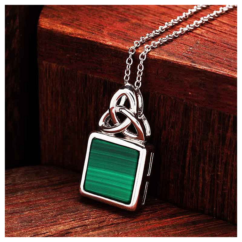 Sterling Silver Trinity Knot with Malachite Pendant