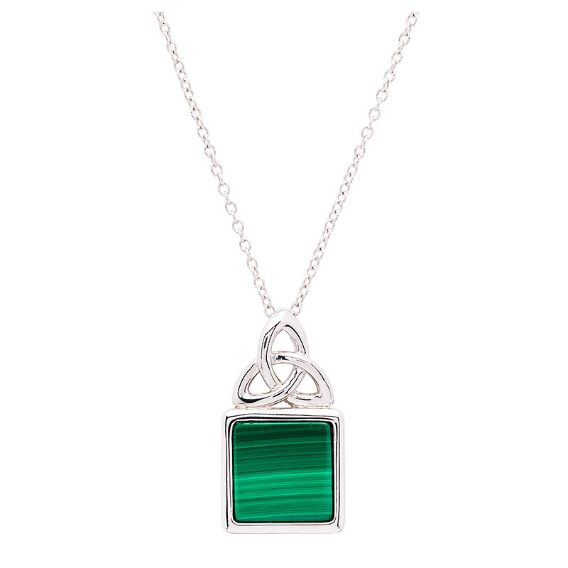Sterling Silver Trinity Knot with Malachite Pendant