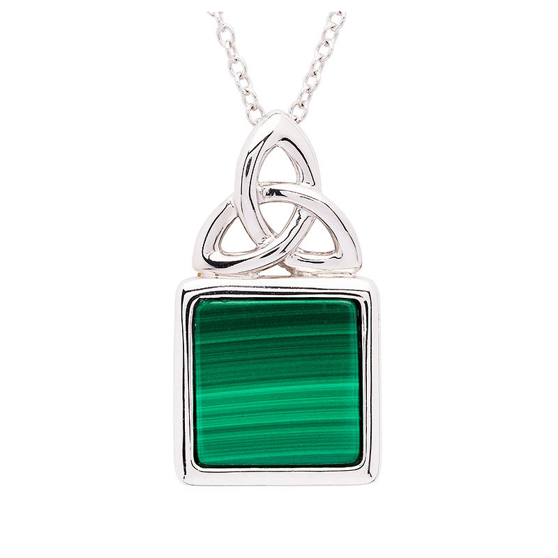 Sterling Silver Trinity Knot with Malachite Pendant