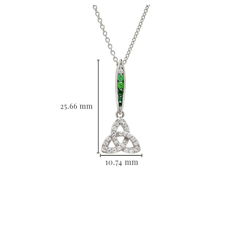 Sterling Silver Green/white CZ Trinity Necklace