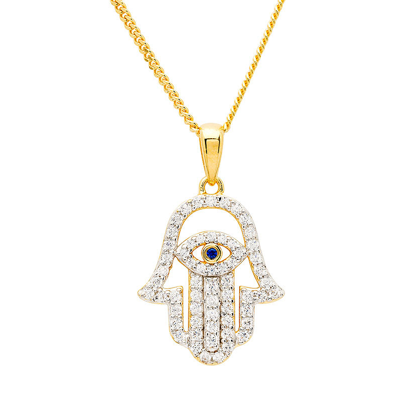 14kt Gold Vermeil Evil Eye CZ Necklace