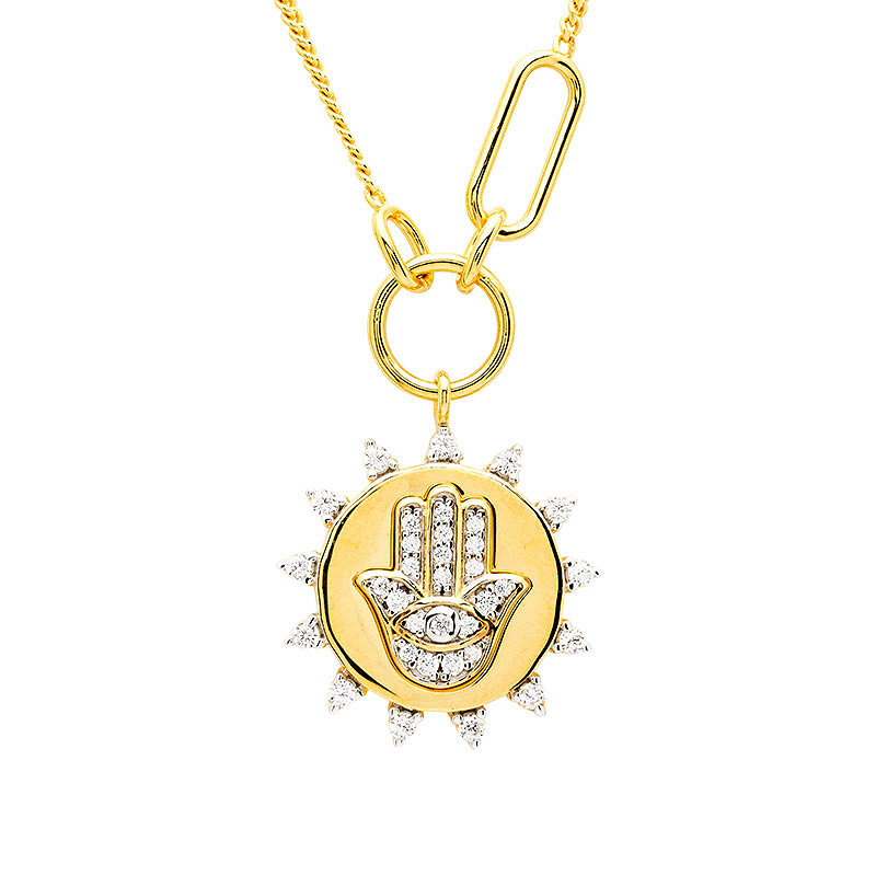 14kt Gold Vermeil Hand CZ Necklace