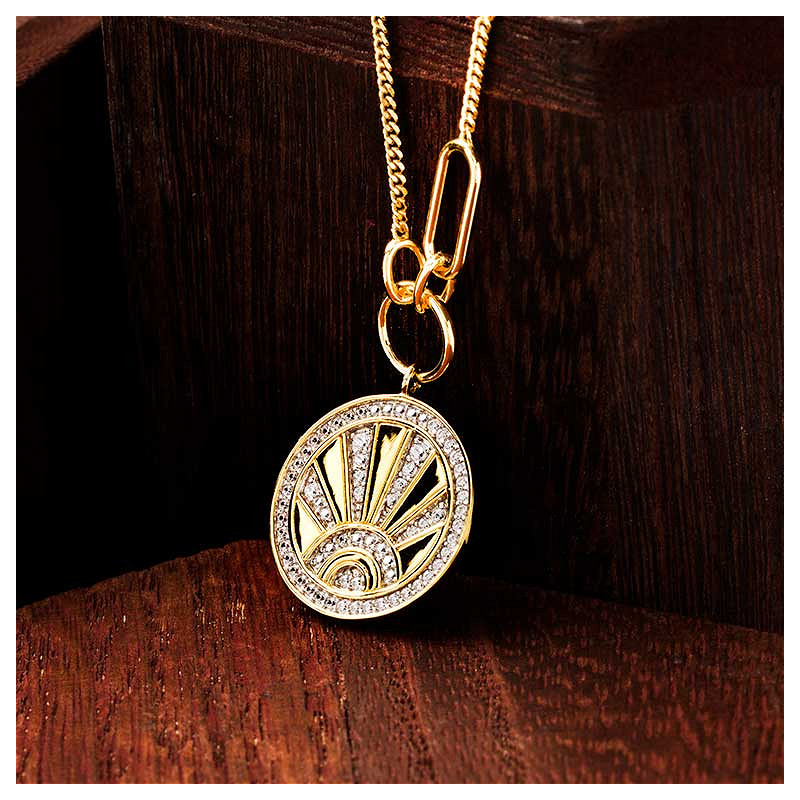 14kt Gold Vermeil Sun CZ Necklace