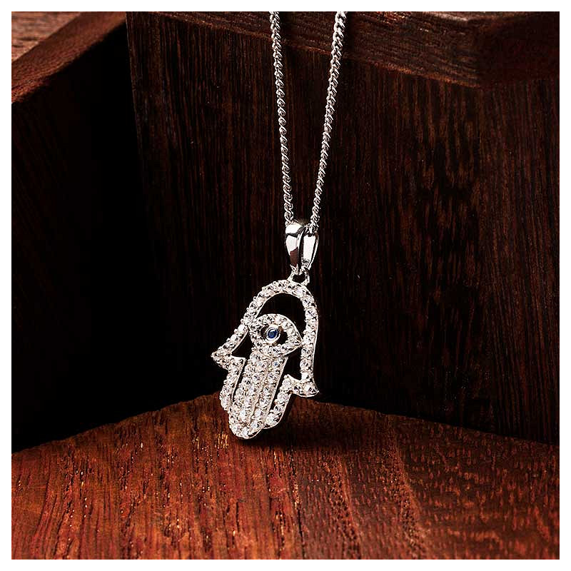 Sterling Silver Evil Eye CZ Necklace