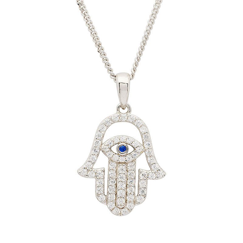 Sterling Silver Evil Eye CZ Necklace