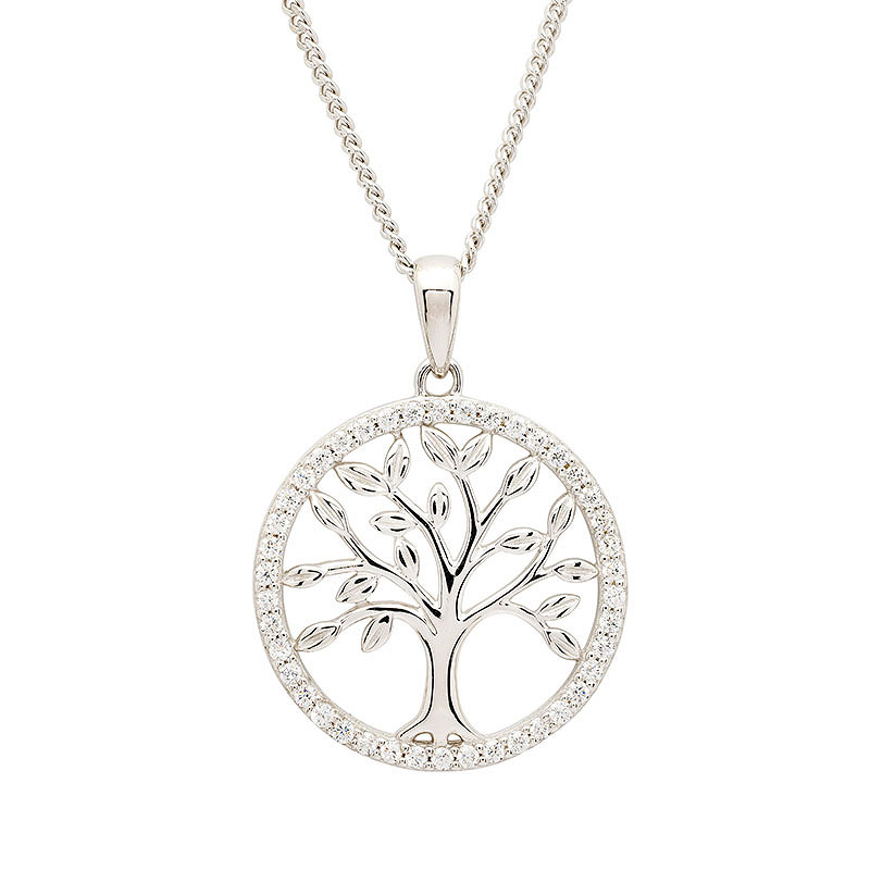 Sterling Silver Tree of Life CZ Necklace