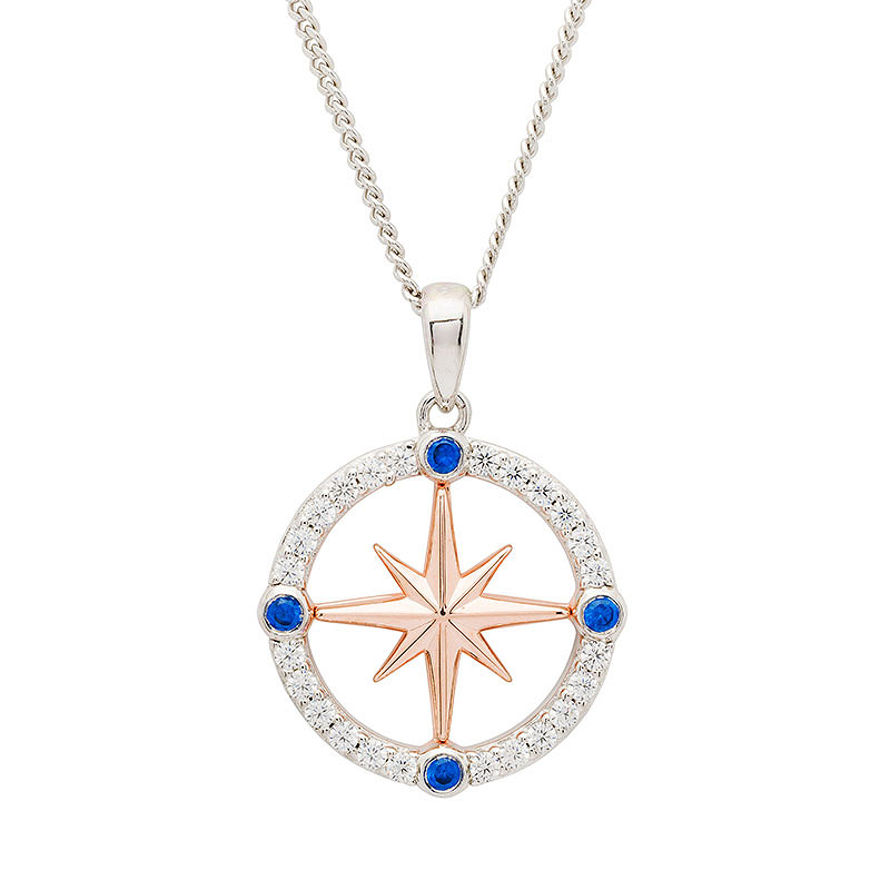 Sterling Silver Star with Sapphire CZ Necklace