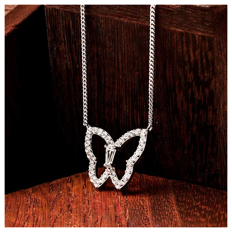 Sterling Silver Butterfly CZ Necklace
