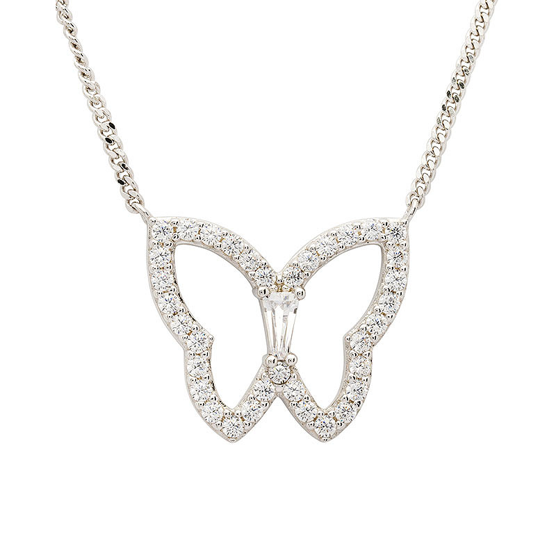 Sterling Silver Butterfly CZ Necklace