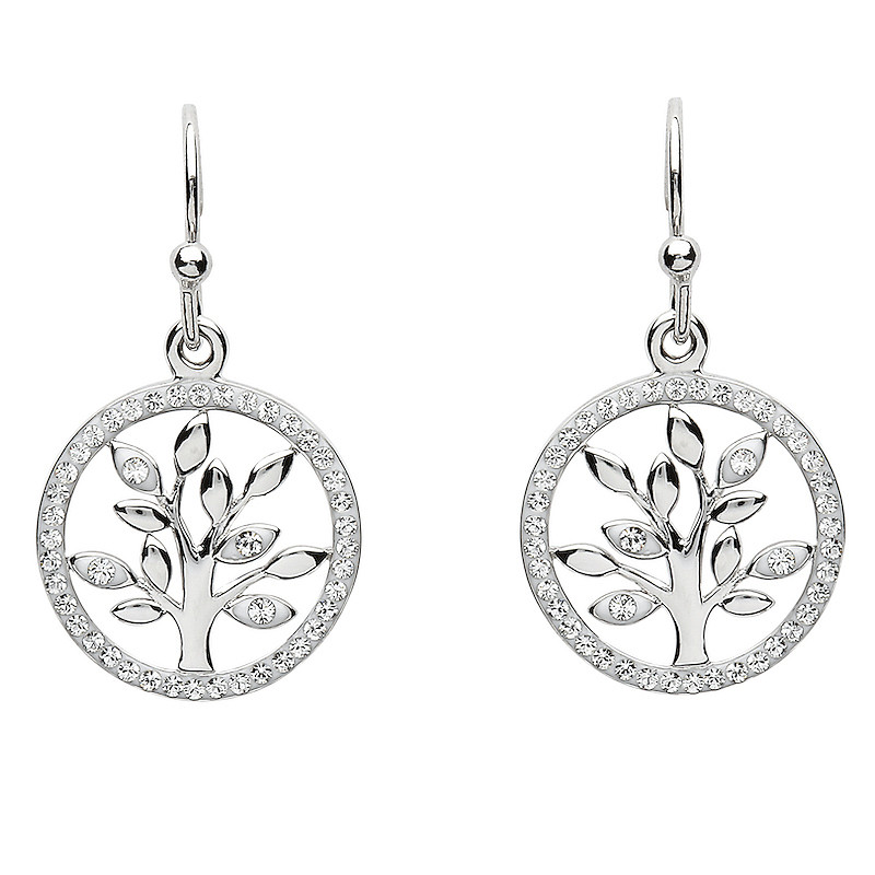Sterling Silver Swarovski Tree of Life Earrings