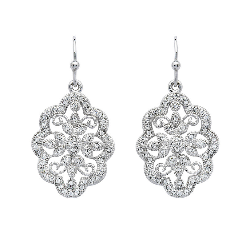 Sterling Silver white Swarovski Earrings