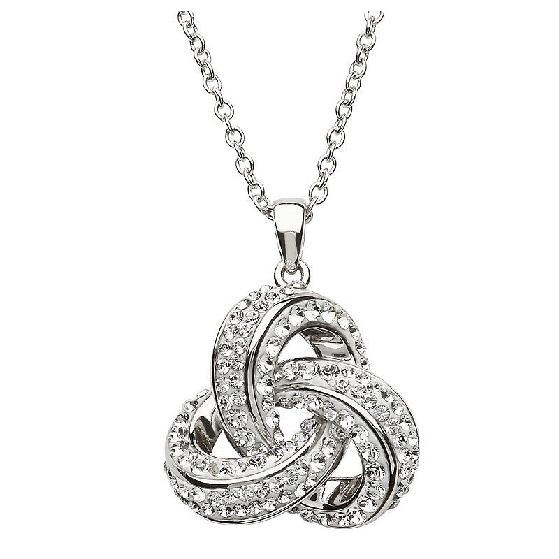 Sterling Silver Trinity Necklace with SW Crystals