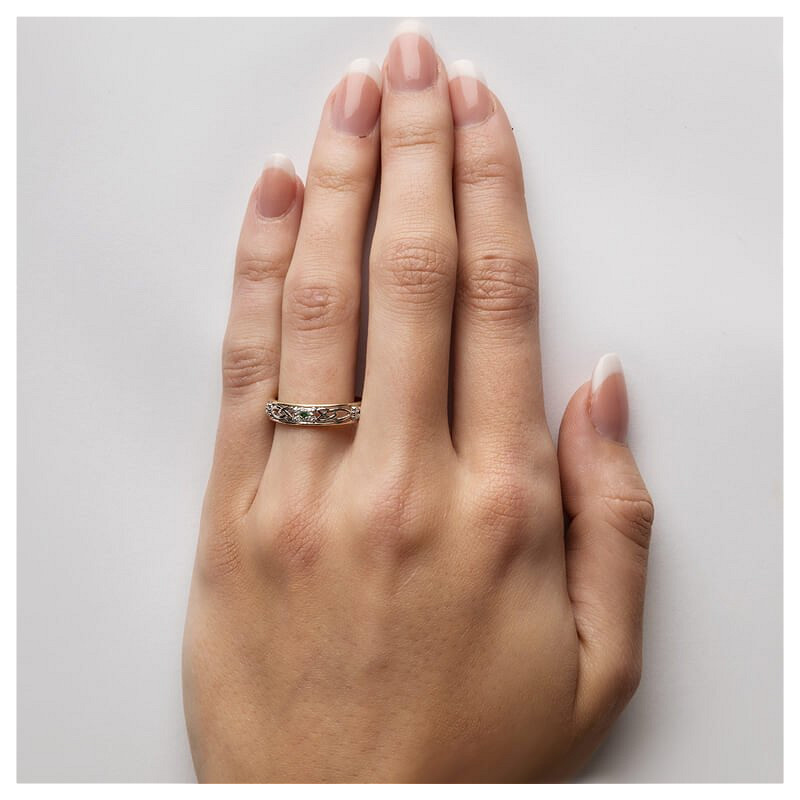 14ct Y/W EM/DIA CELTIC WED