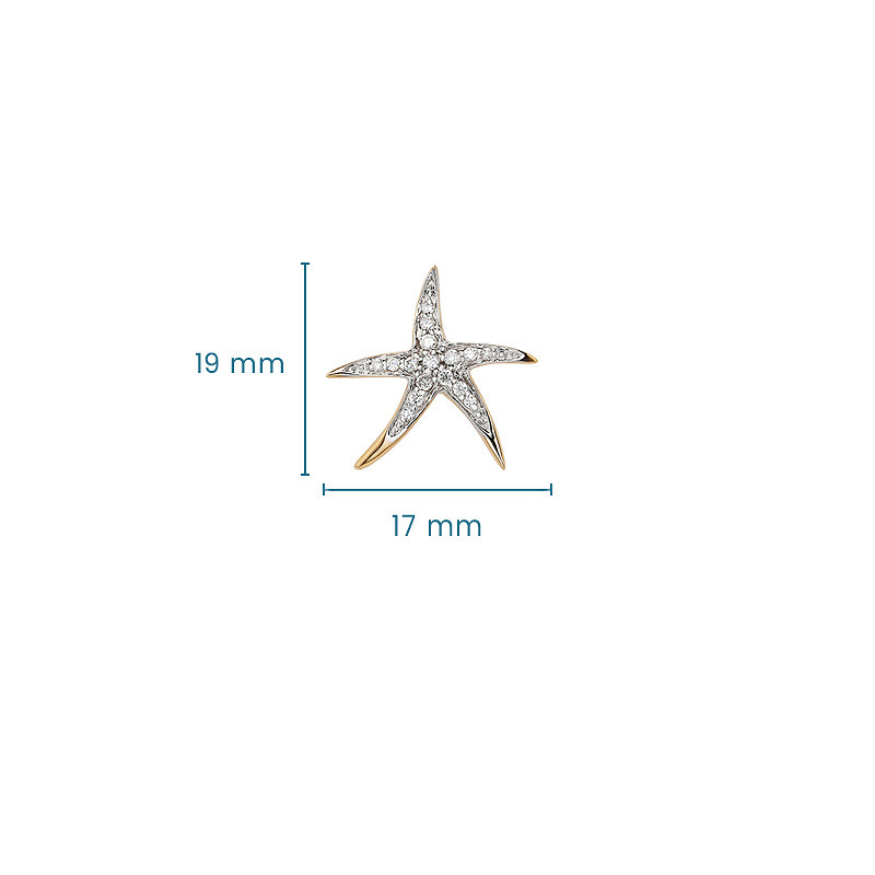 14kt Gold Lab Diamond set Star Fish Earrings