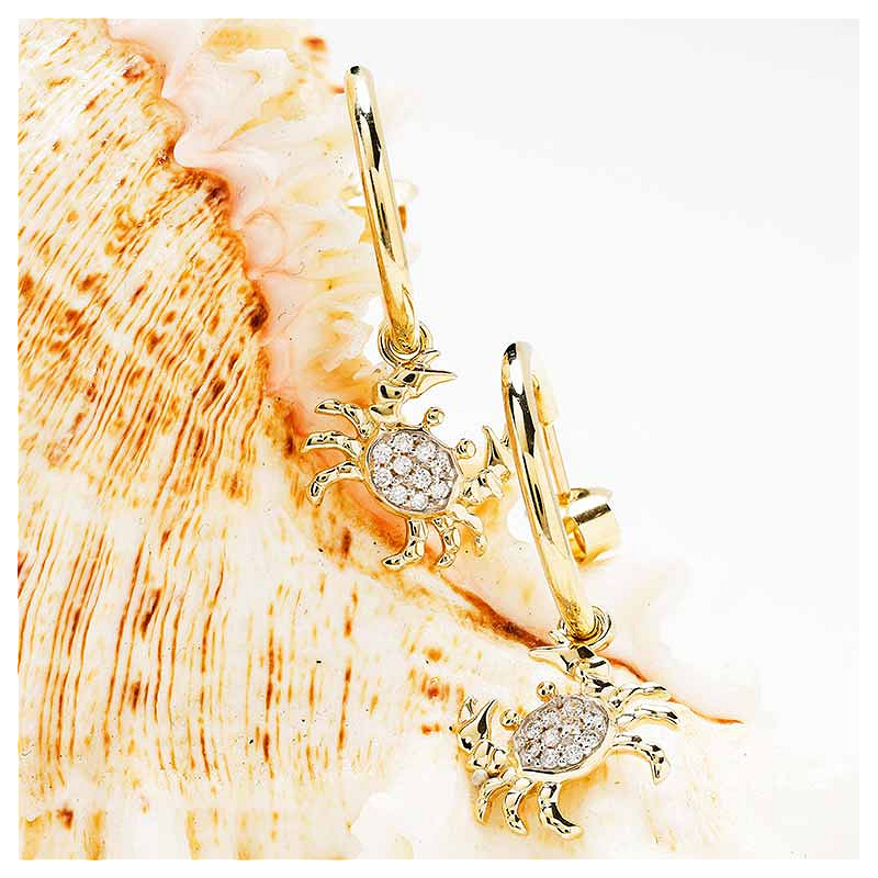 14kt Gold Lab Diamond Crab Earrings