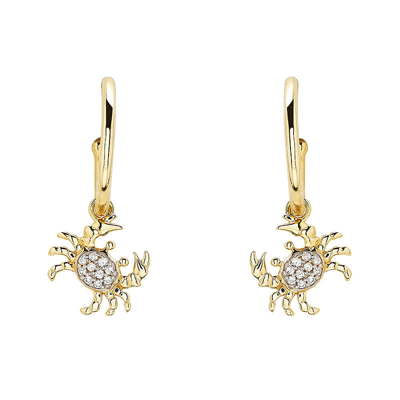 14kt Gold Lab Diamond Crab Earrings