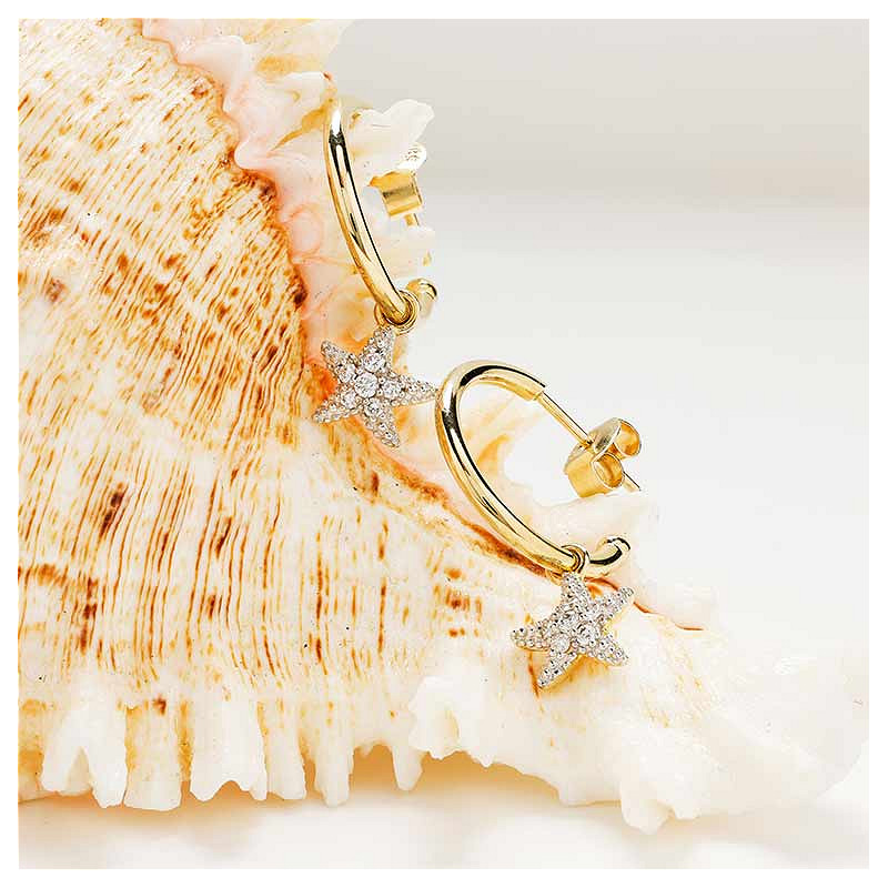 14kt Gold Lab Diamond Star Fish Earrings