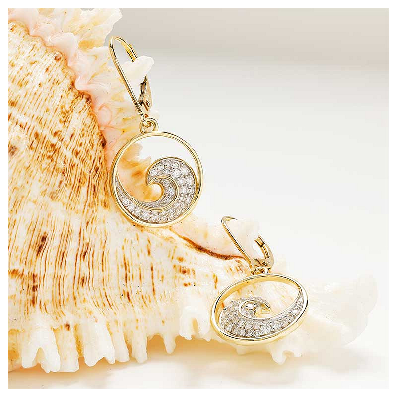 14kt Gold Lab Diamond Wave Earrings