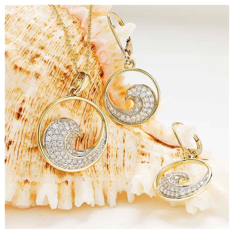 14kt Gold Lab Diamond Wave Earrings