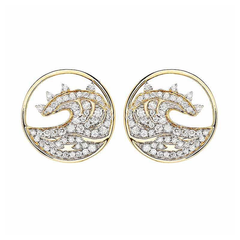 14kt Gold Lab Diamond set Wave Earrings