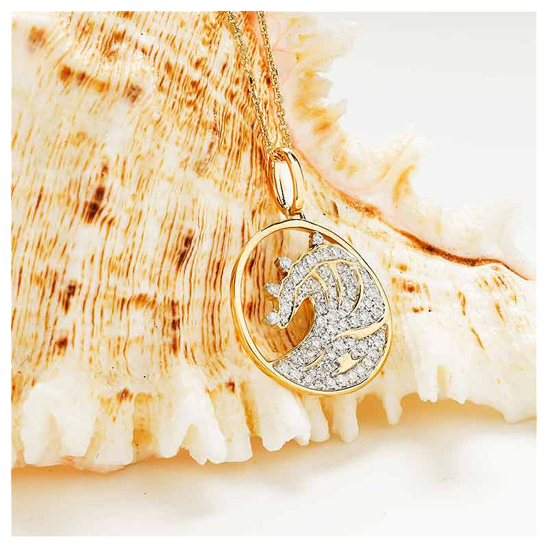 14kt Gold Lab Diamond set  Wave Necklace