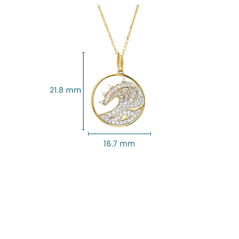 14kt Gold Lab Diamond set  Wave Necklace