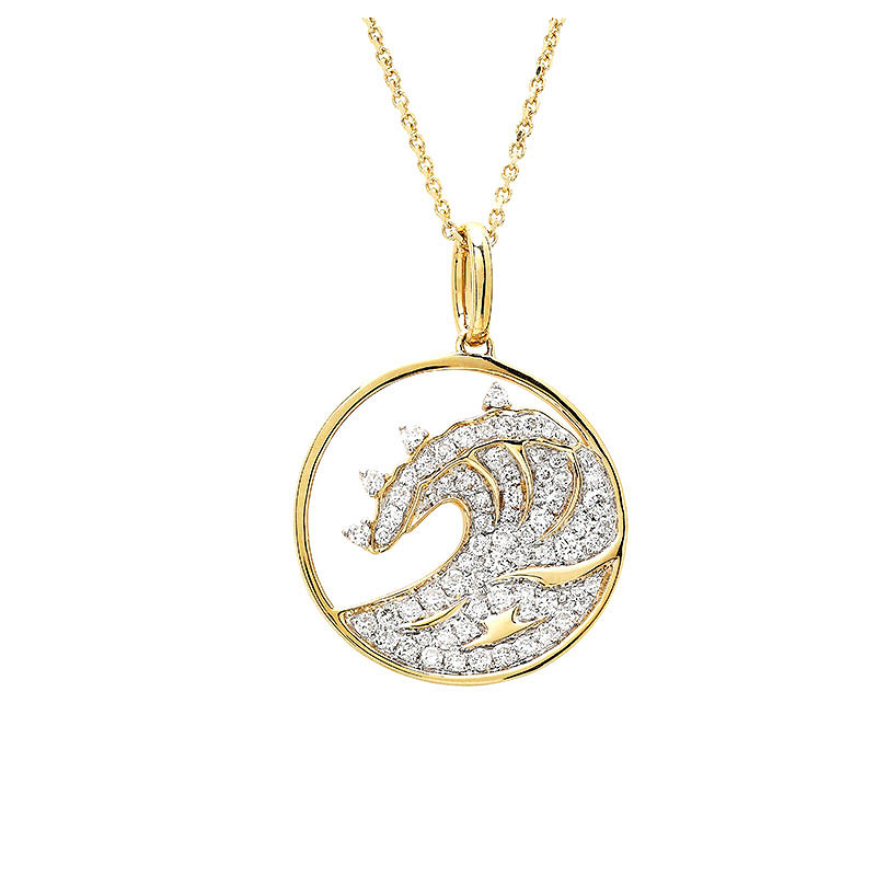 14kt Gold Lab Diamond set  Wave Necklace