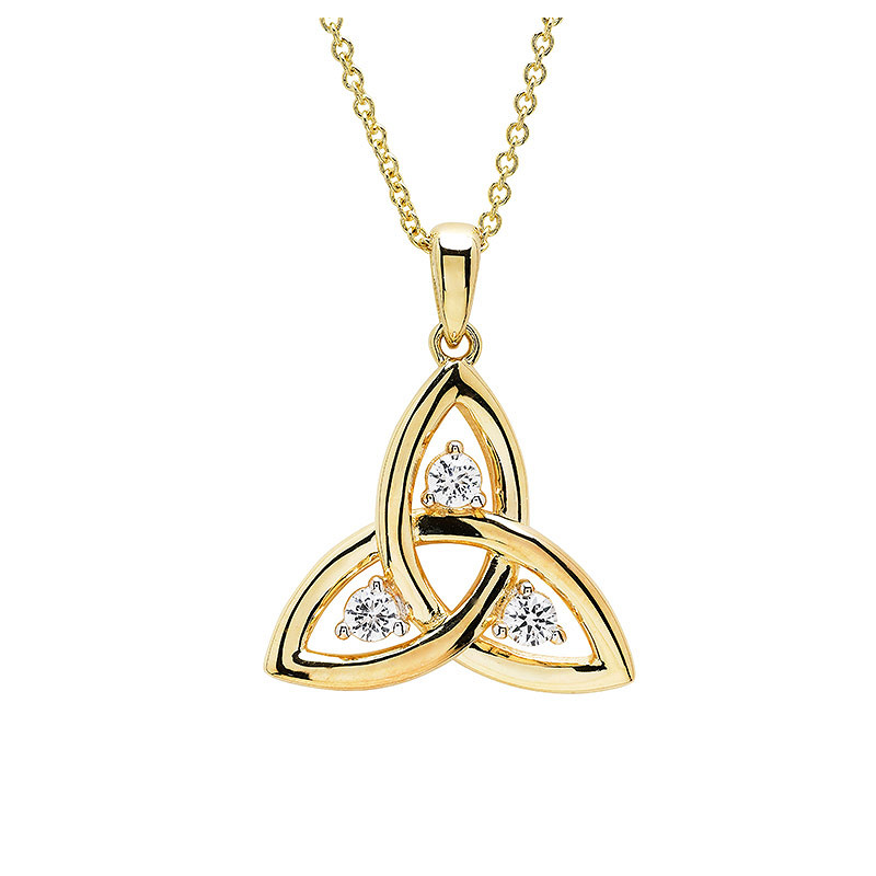 14kt Gold Vermeil Trinity Knot white Sapphire Necklace